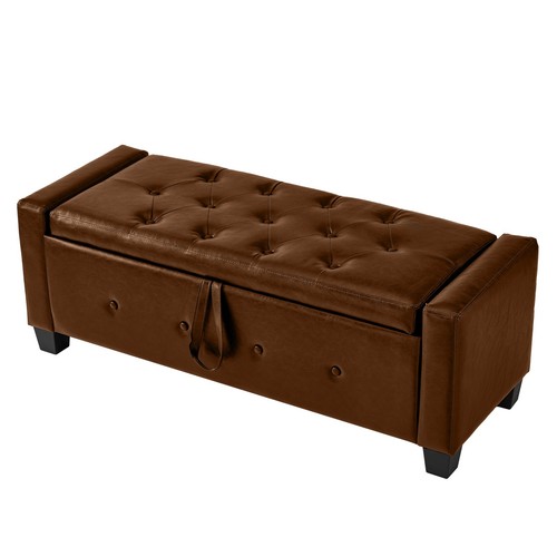 Faux leather tufted storage - faux,