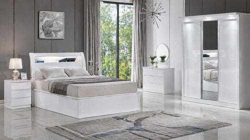 White high gloss ottoman - high,