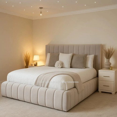 Ottoman bed frame plush - ottoman, velvet
