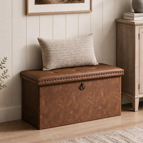Folding storage ottoman - folding,