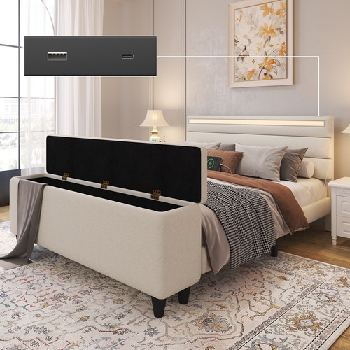 Upholstered bed frame with - upholstered,