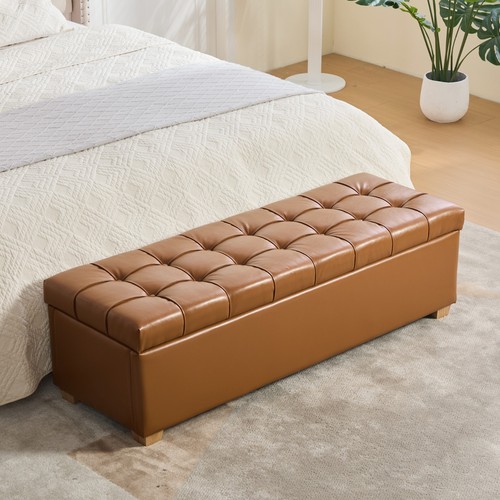Faux leather tufted storage - faux,