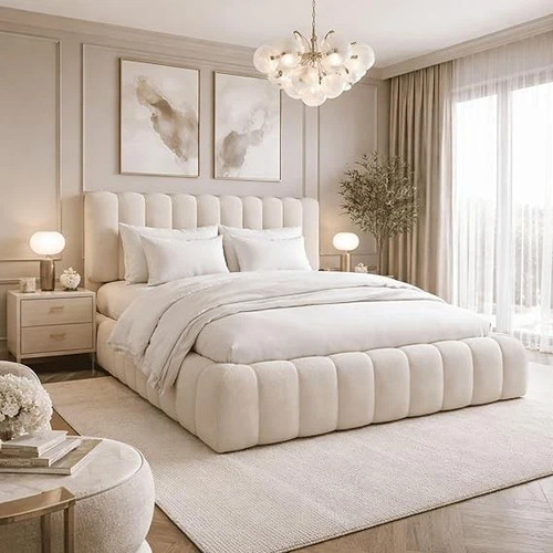 Boucle fabric bed - bed, frame