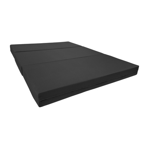 Queen black trifold foam bed - black,